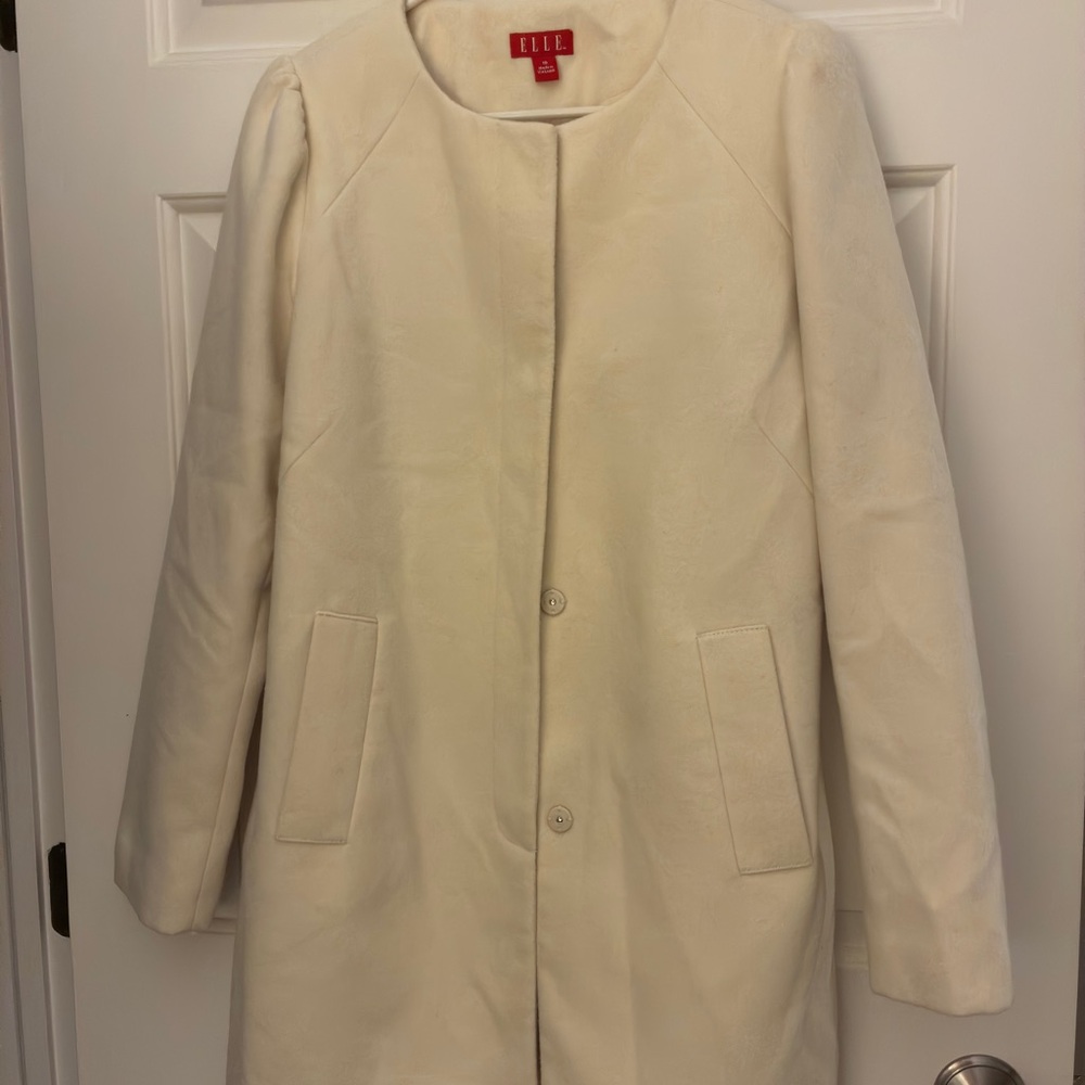 Elle‎ Women's Elegant Cream Trench Coat Sz 10
